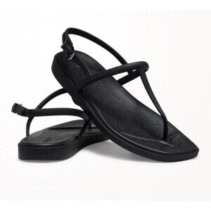 Crocs Miami Thong Flip Flops Womens Size 10 Black Sandals Adjustable Strap NEW